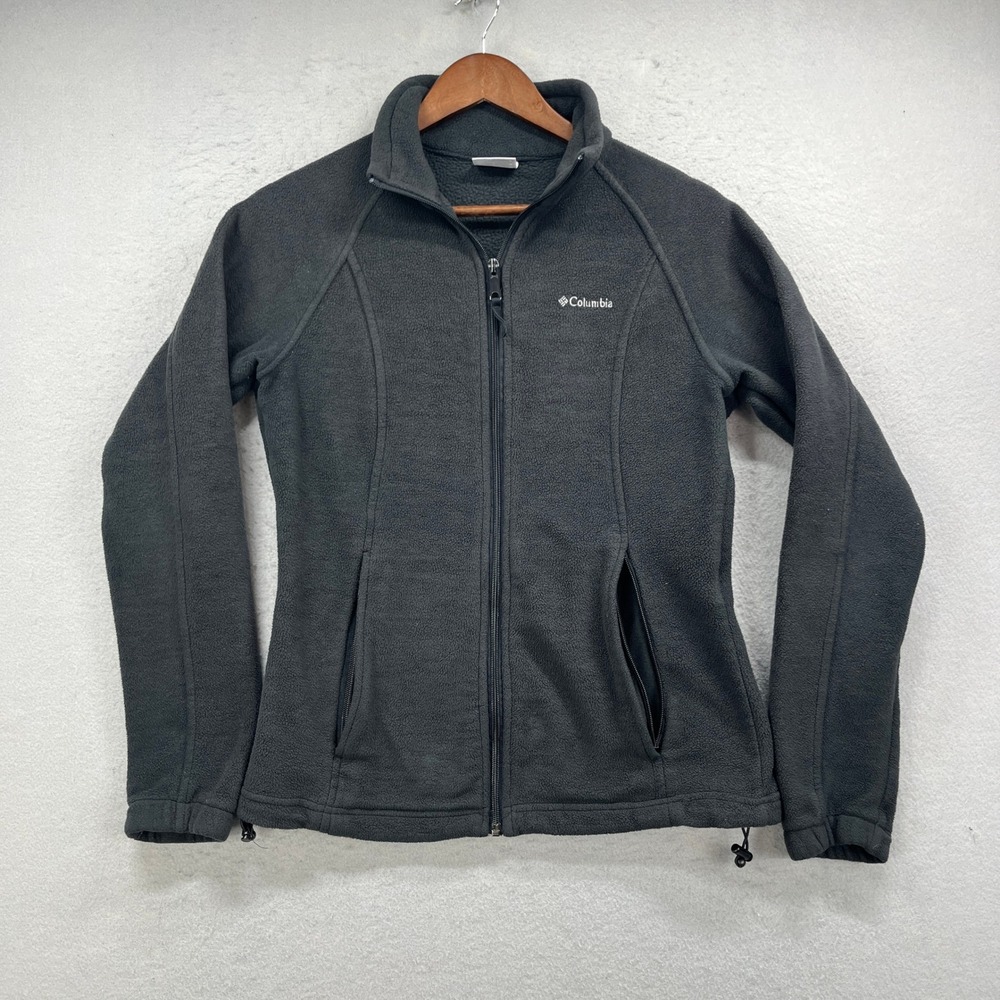 Columbia Fleece Jacket Womens Medium Gray Benton Springs Full Zip Hiking Outdoor